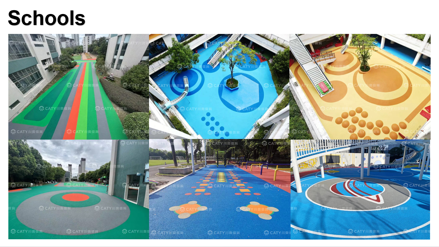 Pistas de carreras sintéticas de material de goma EPDM duradero y seguro para escuelas jardines de infantes colegios y patios de recreo