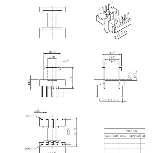 Высокочастотный трансформатор Ee16 с подгонянной катушкой для высокого напряжения тока Hi-бака