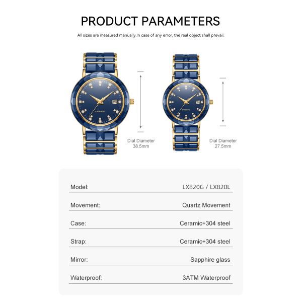 Celastine Blue — Sapphire Ceramic Couple Watch Set