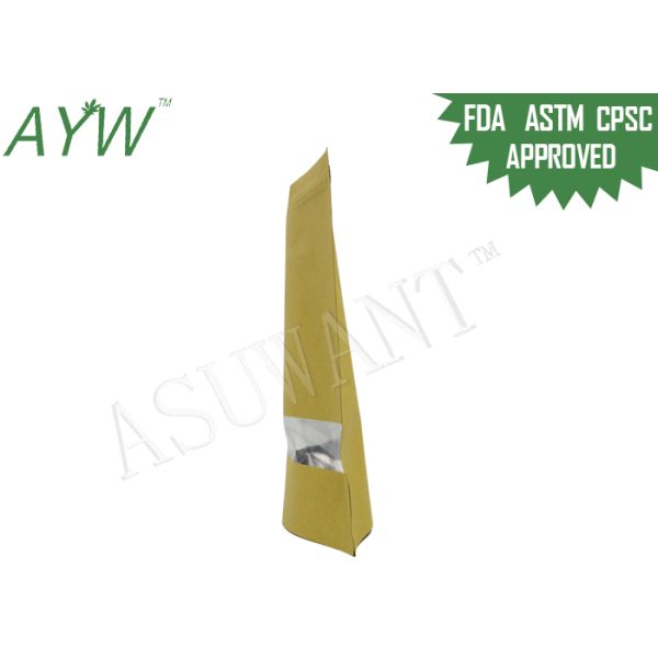 Plain Recyclable Kraft Paper Zipper Bags For Dried Flowers / Fruit Packing