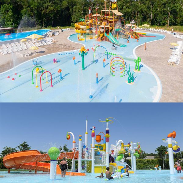Kids Interactive Water Slide Splash Pad Stainless Steel Fiberglass Water Playground Equipment