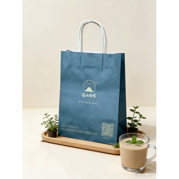Customized Kraft Paper Twisted  Handle Bag Printing Take Away Bag