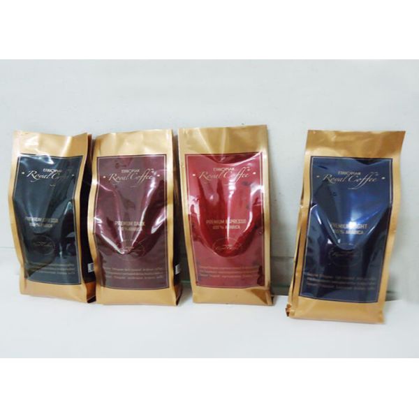 Block Bottom Heat Seal Plastic Pouch Packaging For Grounded Coffee Or Roasted Coffee Beans