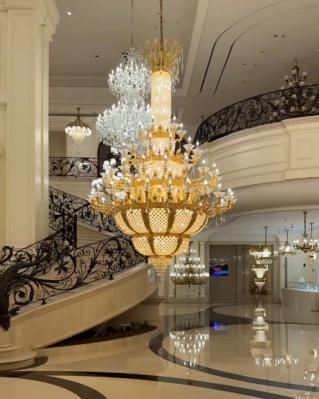 ODM OEM Golden Luxury Large Modern Entry Chandeliers para edifícios comerciais de alta qualidade