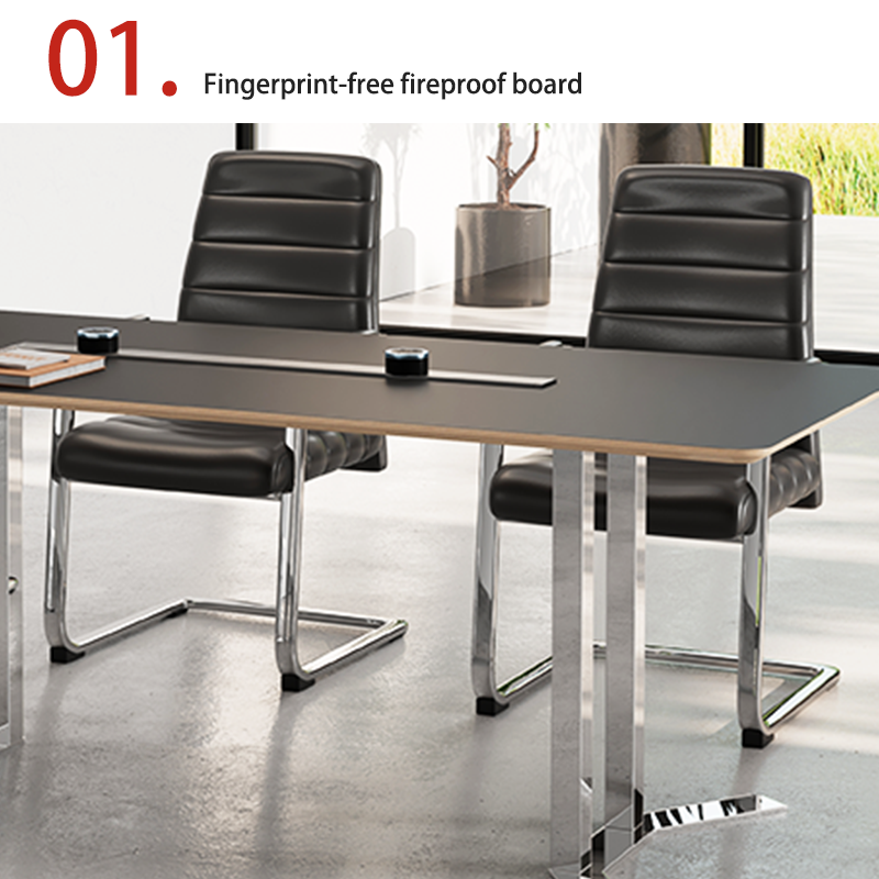 customization High-end fashion conference table: FENIX fingerprint-free fireproof board, steel frame design, plenty of skin touch