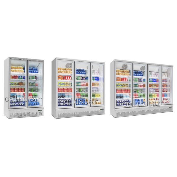 Fast cooling glass door chiller display stand fridge supermarket refrigerator and freezer