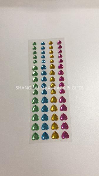 Customed Gold Red Heart Gem Stickers For Face Body Supply Diamond Acrylic Material