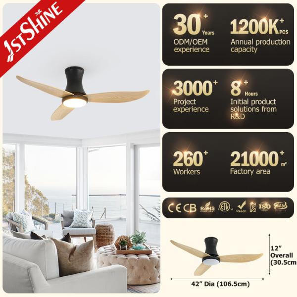 3 lâmina de plástico 6 velocidade controle remoto teto baixo flush montar led ventilador de teto com luz