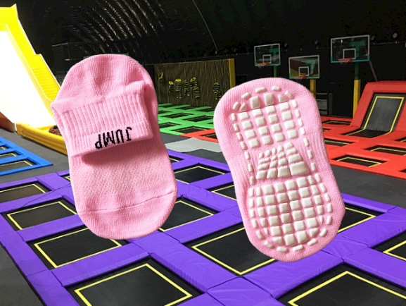 Breathable Polyester Gymnastic Grip Socks , Quick Dry Kids Non Skid Socks , Four Seasons Bounce Socks