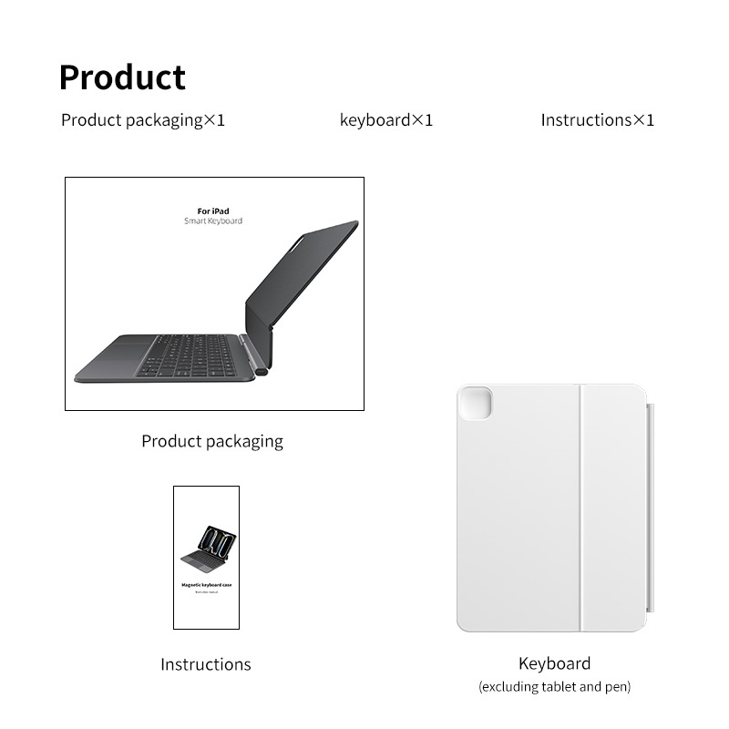 Support Customized Luxury Magnetic Keyboard Case 2400Gs Strong Magnet Portable Trackpad Keyboard Cover for iPad Pro 13