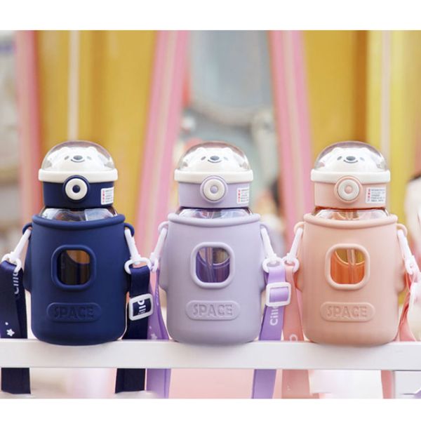 Stocked School Leakproof Tritan Drink Water Bottle with Straw Lids Reusable Travel Sports Camping Kids Plastic Water Cup