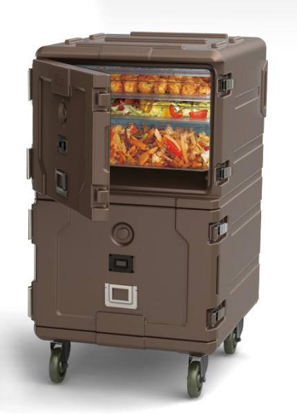 Durable Brown Double Compartment 2 Full Size Insulated Food Pan Transport Cart