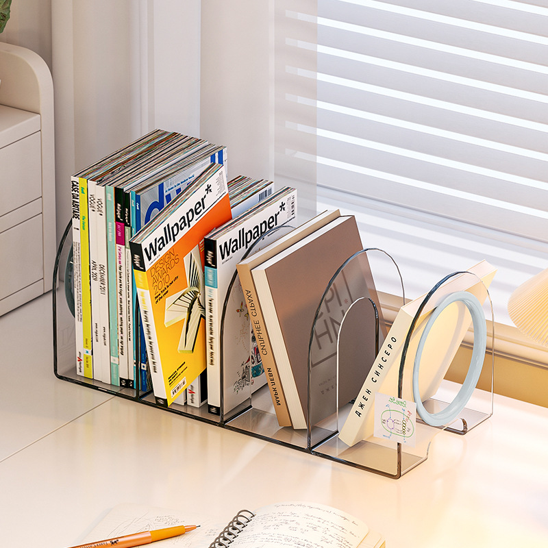 Transparent Acrylic Bookstand File Holder Student Bookstand Bookend Desk Bookcase Thickened Book Baffle Book Holder
