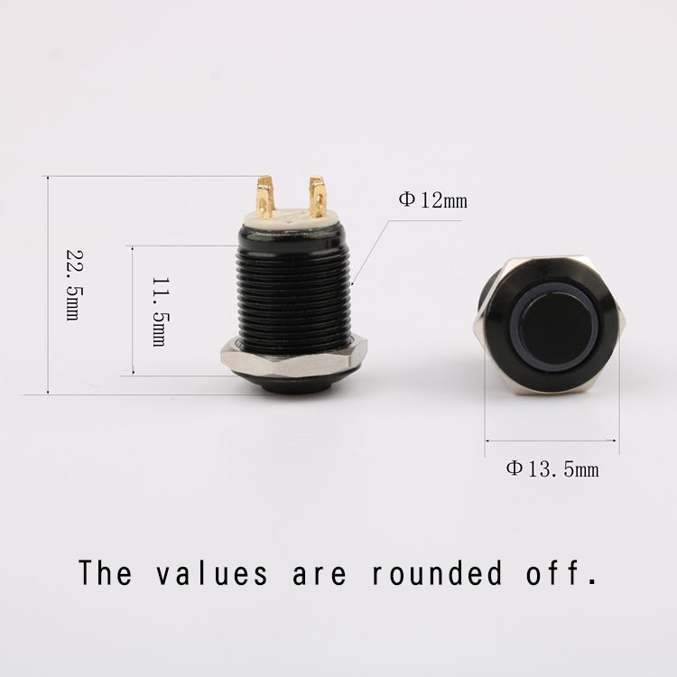 12V/24V/220V Waterproof Momentary 1NO Push Button 12mm Aluminium Alloy Oxidation IP65 3A Max. Current 250V Electronic LED Ring