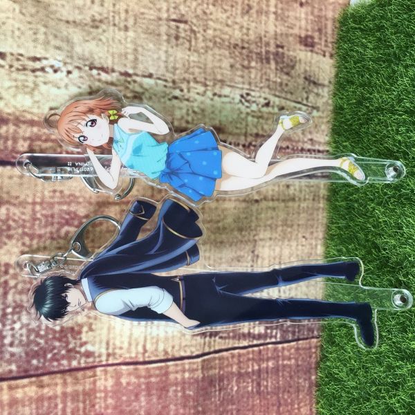 OEM ODM Anime Acrylic Keychain Die Cut With Glitter Hologram