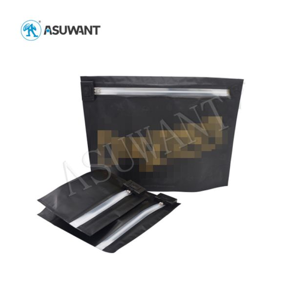 Les sacs biodégradables noirs de tirette de preuve d'enfant de vide tiennent le