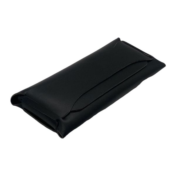 Black Leatherette Pouch Elegant Soft Leather Spectacle Cases With Belt Closure