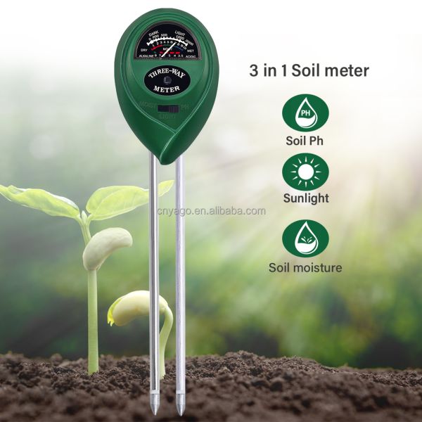 3-in-1 Soil Meter Moisture PH Light No Battery Required Dual-Probe Soil Tester For Indoor / Outdoor Plants Garden Lawn Farm