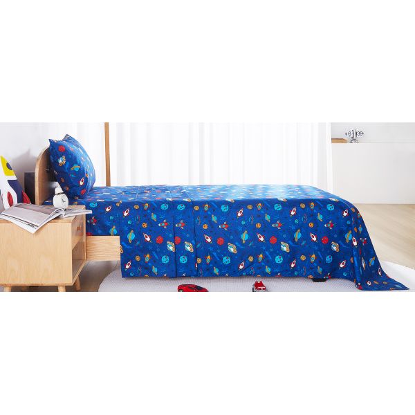 Twin Sheet Set with Space Universe Pattern，Breathable Silky Soft Microfiber Kids Sheet Set