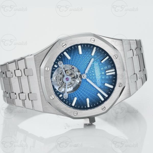 AP Royal Oak 26522ST 41mm Skeleton Tourbillon Super Clone Watch Ultra Thin Mechanical Luxury Sport Timepiece