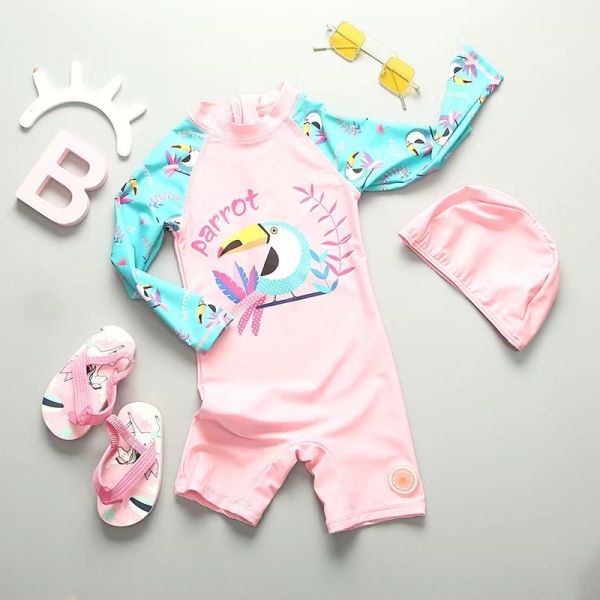 Девушек слинга моды купальника треугольника детей UPF50+ крышка плавания купальника простых