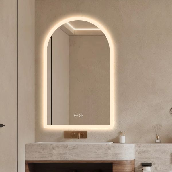 Shatterproof Arch Bathroom Mirror 20*31 Inch Beauty Salon Mirror With Lights