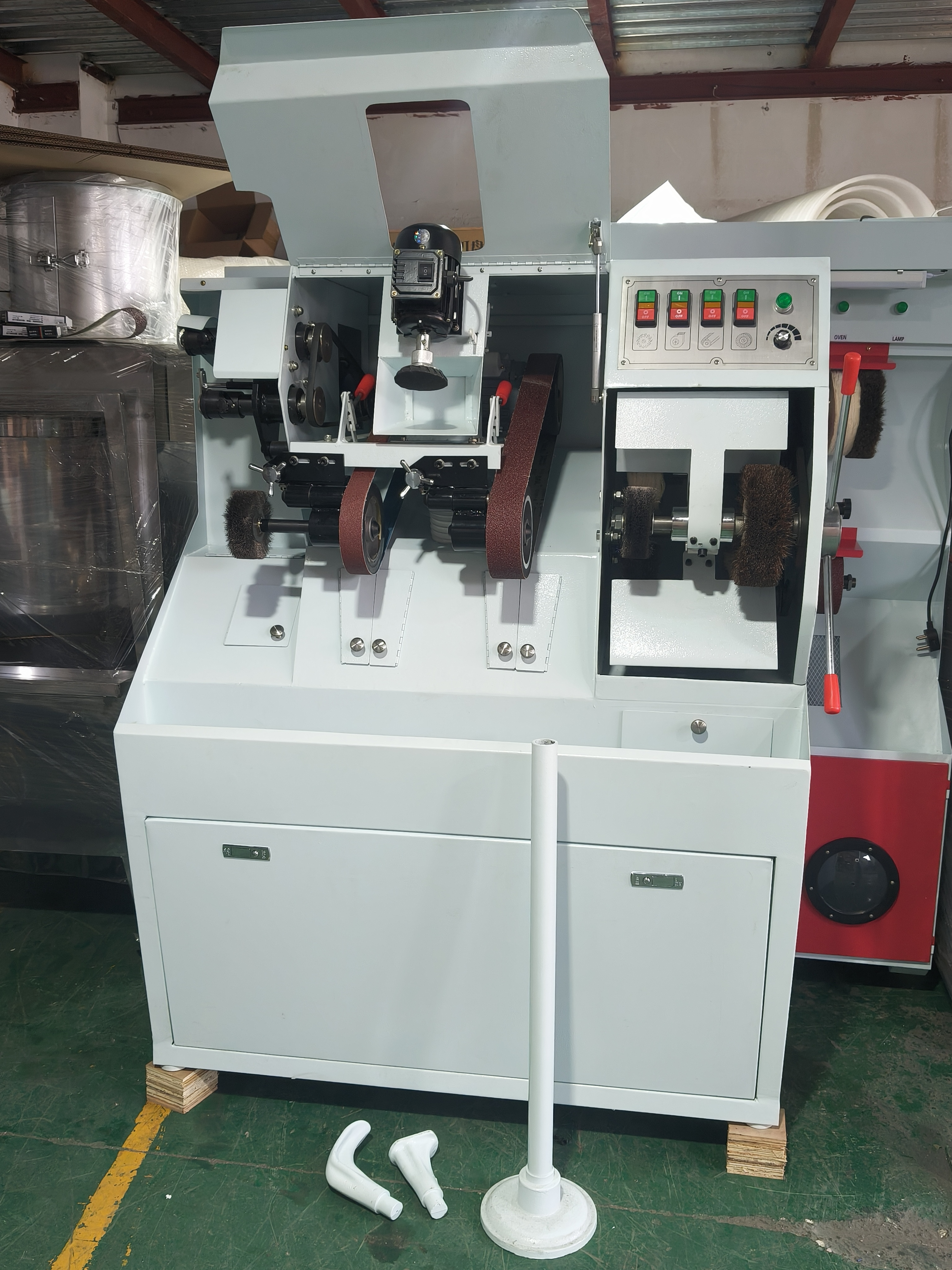 Shoe Making Machine with Dual Grinding Wheels for Polishing Heel Bend and Edges Suitable for Various Shoe Types