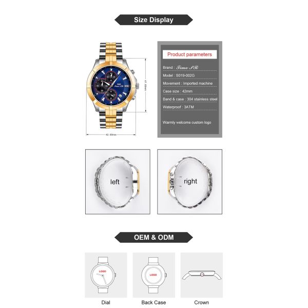 Движение наручных часов 20mm Япония кварца сапфирового стекла для людей