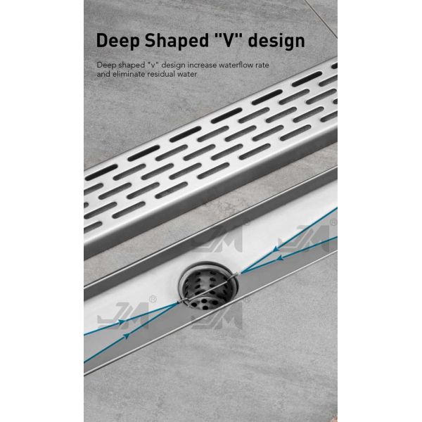 OEM Linear Shower Floor Drain With Hair Strainer Satin Polished Finish