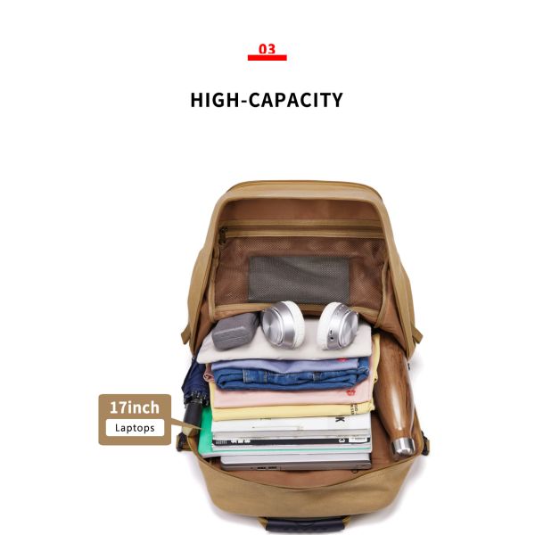 56-77 литров Винтажный холст Ноутбук рюкзак Хаки цвет водонепроницаемость