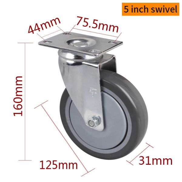 Industrial Swivel Plate Caster Wheels 5 Inch Castor Wheels 125mm