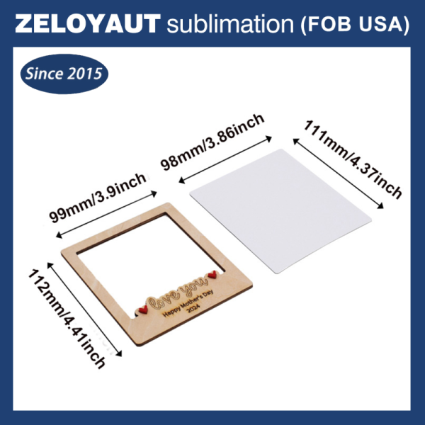 ZELOYAUT Customizable 95*95mm MDF Photo Frame Blanks Sublimation Heat Press Wood Magnets for Fridge Decoration Sublimation Wood
