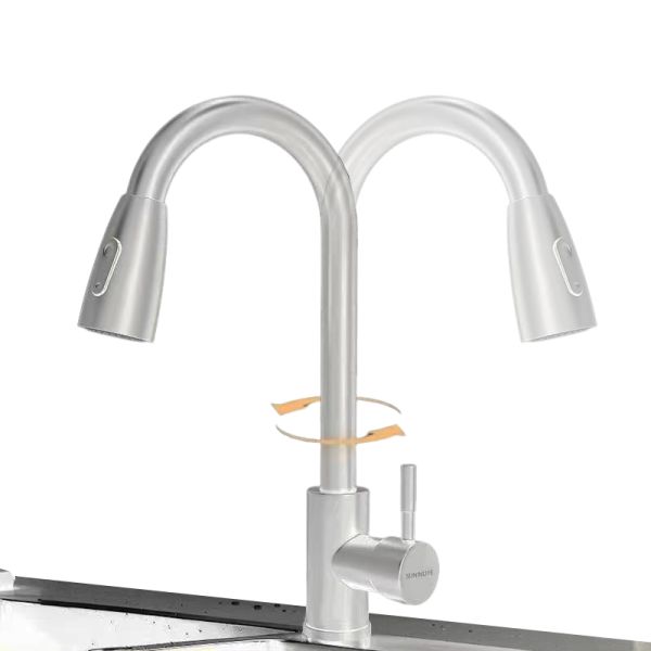 23Inch Extendable Pull Out Swan Neck Faucet For Kitchen Bathroom