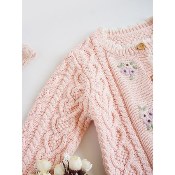 2023 spring and autumn hot sale sweet and lovely solid girls knitted sweater cardigans