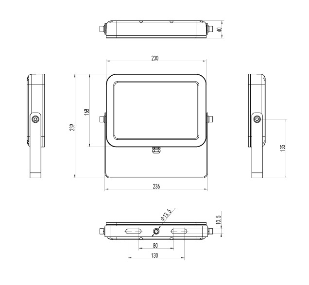 CRI 80 PF 0.9 Led Flood Lights Outdoor High Power With 90% Driver Efficiency