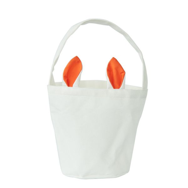 Custom Logo Linen Round Bottom Portable Rabbit Ear Easter Basket Bag with and Newest Style
