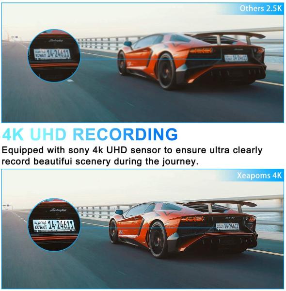 4K Wifi 10.88 Inch Dash Cam HD 1080P Right Side Voice Control