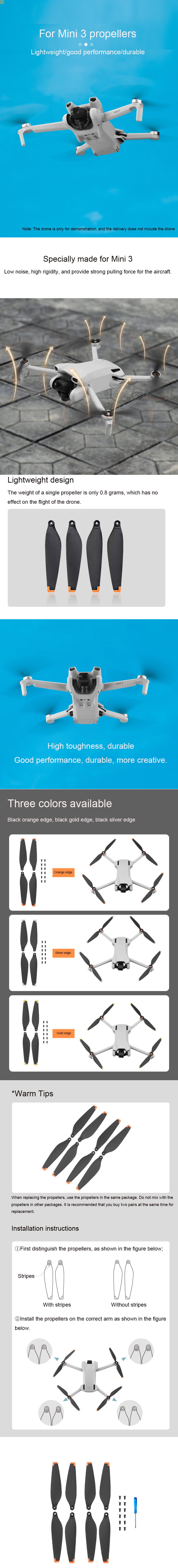 Suitable For Dji Mini 3 Propellers Lightweight Low Noise Drone Accessory 3 Blades Wing