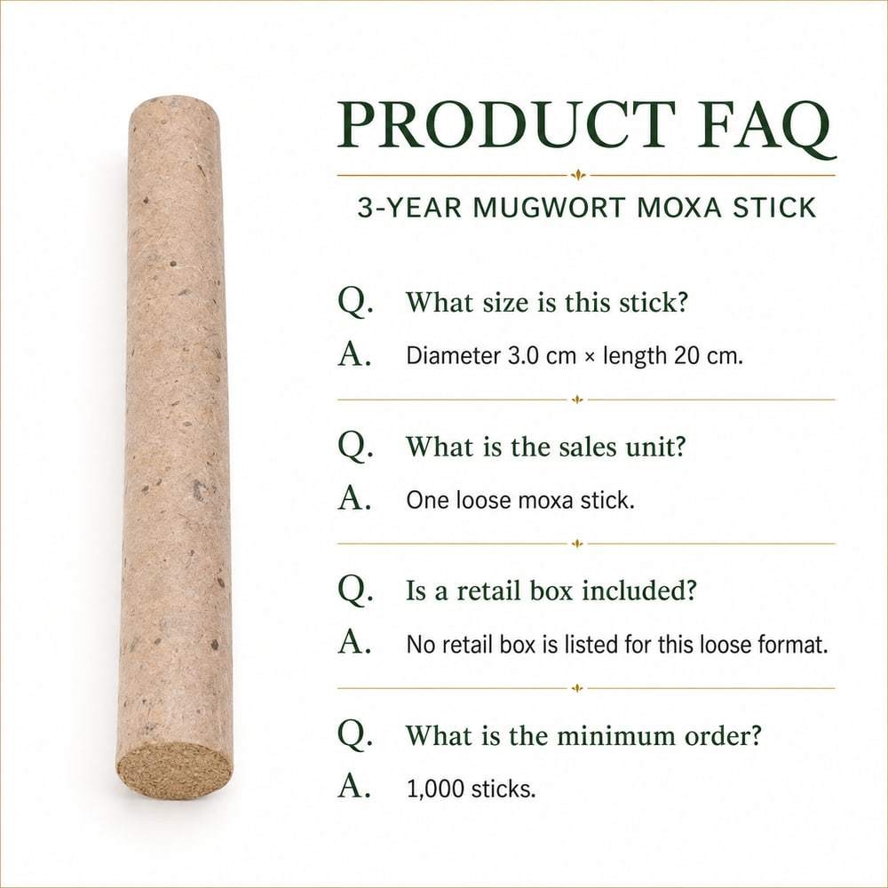 3 cm Mugwort Moxa Stick, 20 cm Long, Three-Year Aged Loose Format