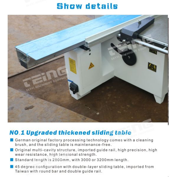 Precision Panel Saw MJ6130TY with 7000/8000 rpm Scoring Saw Spindle Speed and 4KW Motor