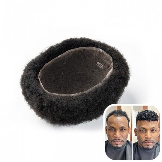 Male Toupee Natural Hairline Black Male Wigs Real Hair Adjustable