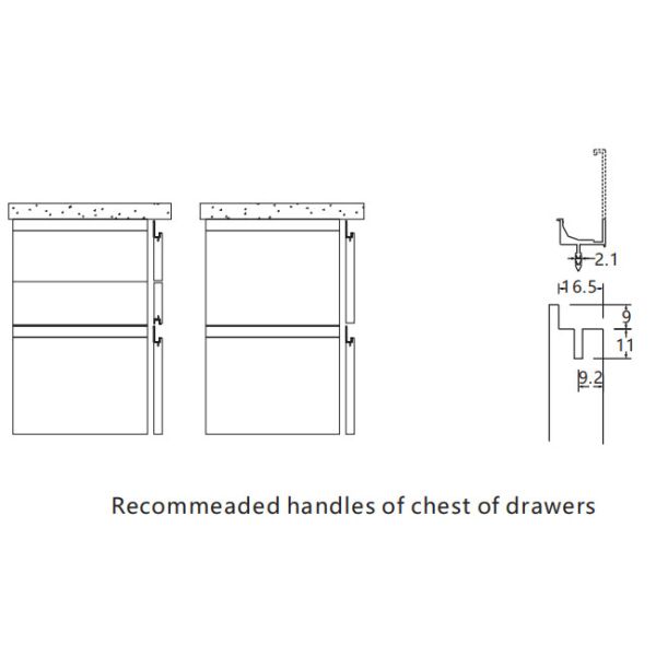 мебели установки 597mm ручки шкафа легкой современные алюминиевые