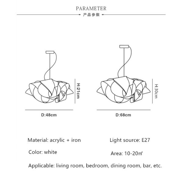 Designer Acrylic Flower Chandelier Living Room Bedroom Bar Slamp Fabula Chandelier(WH-MI-380)