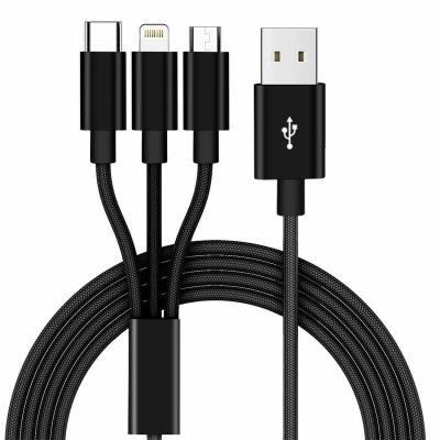 3 dans 1 type câble d'USB de foudre de C   Fonction multi universelle 3 dans 1 tresse adaptée aux besoins du client de remplissage rapide de Nylone de clor de câble d'usb
