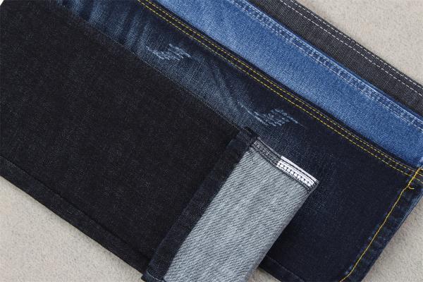 Indigo Blue Crosshatch Denim Fabric Slub Full Stretch 10.3 Once  Jeans Materials