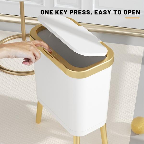 Slim Indoor Eco Flip Lid Kitchen Airtight Plastic Rubbish Bin with Legs