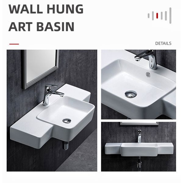 CUPC Larger Bathroom Wall Hung Basin With Overflow Ceramic Glazed 880*395*435mm