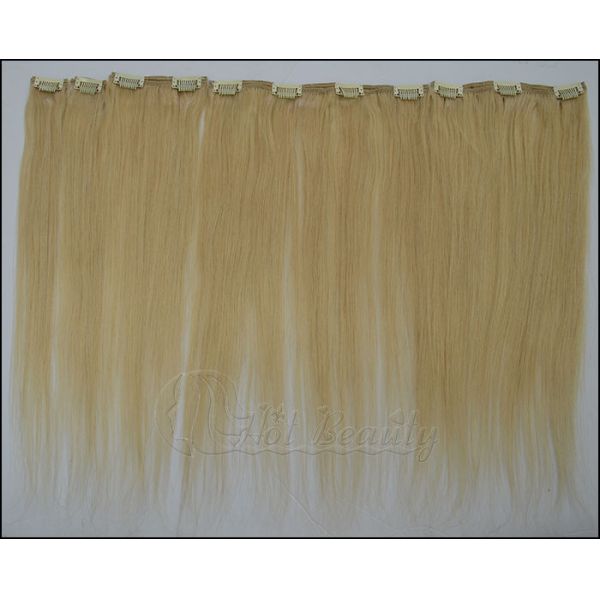 Straight Silver Real Hair Clip In Hair Extensions 100 g/pack 100% Human European hair