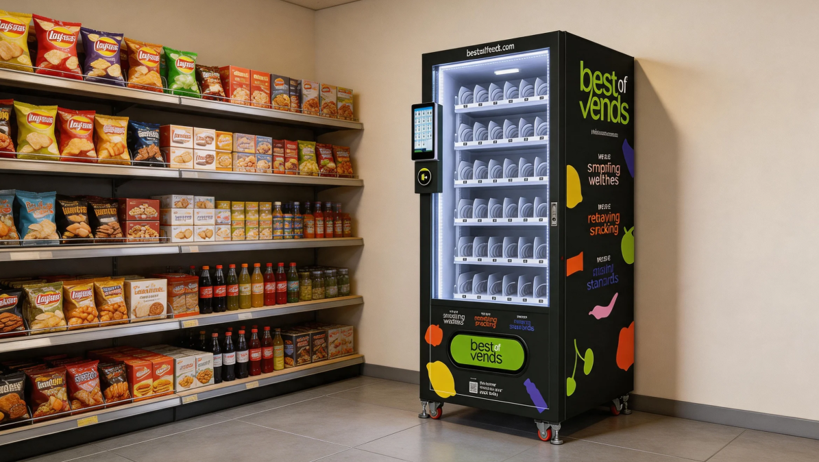Snack and Drink Vending Machine with Card Reader Compact Design Space Saving Solution for Small Shops