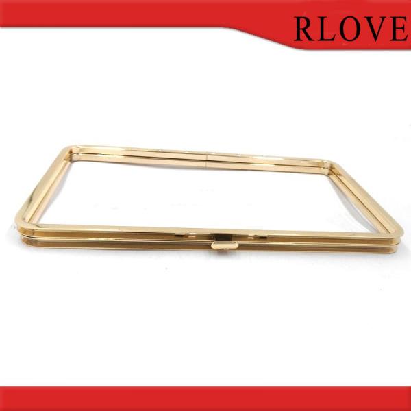 Fashion design hardware accessories gold iron rectangle box clip clutch frame for purse